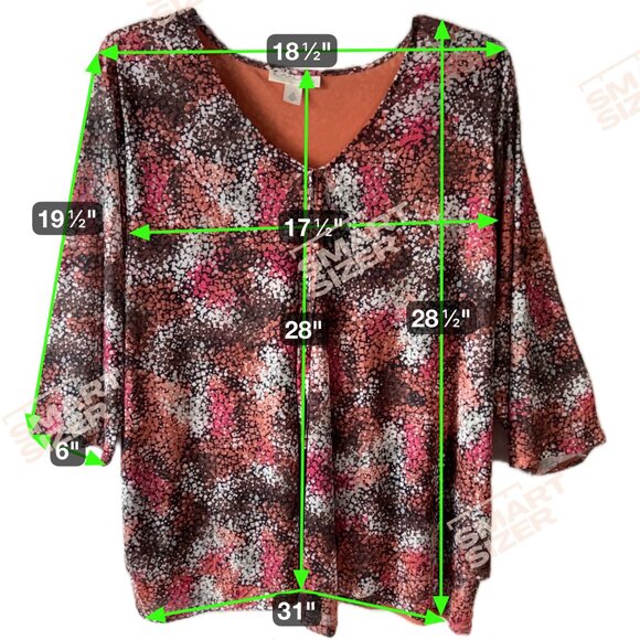 NWT Emaline 2X Limon Top Blouse Orange Brown  V-Neck Lined Tie Option at Necklin - Picture 2 of 6